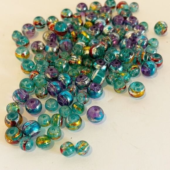 Lot (5) Assorted Iridescent Glass Beads 554 Unique Pieces Craft Jewelry Making - Picture 2 of 7